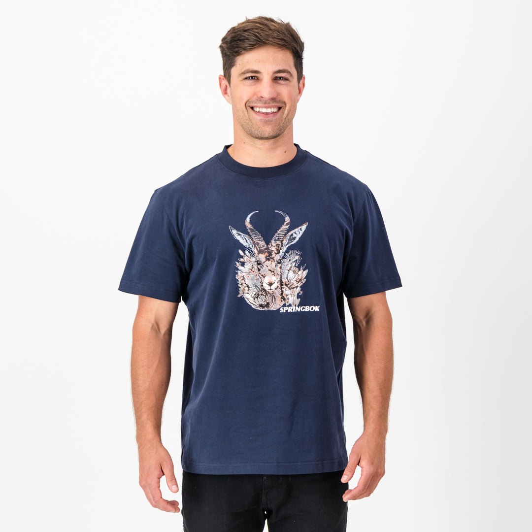 Springboks Artistic Regular Crew Tee-Navy