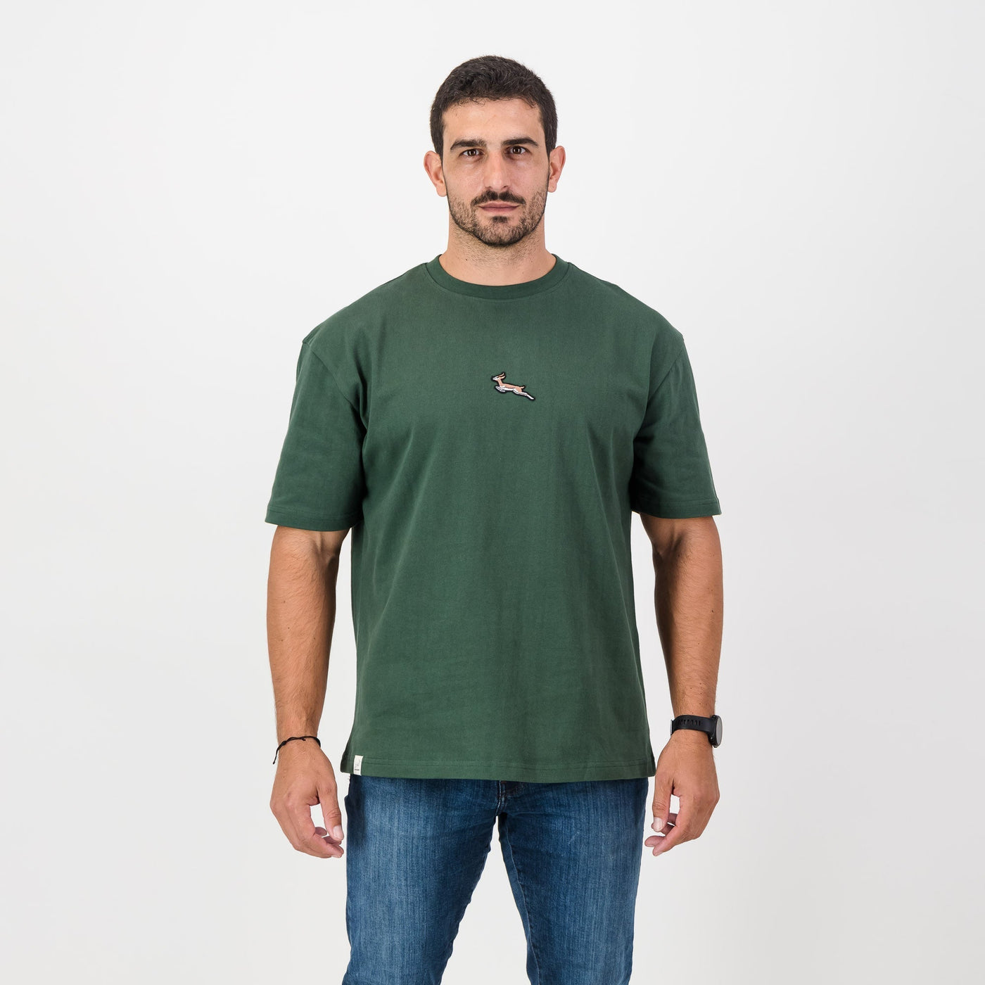 Springboks Nat Badge Boxy Crew Tee-OS Green