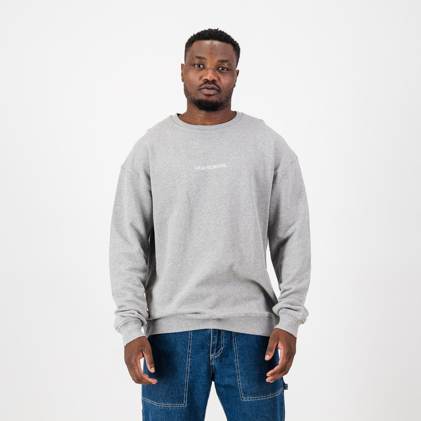 Old School Crew Neck Sweat-LT Grey Melange