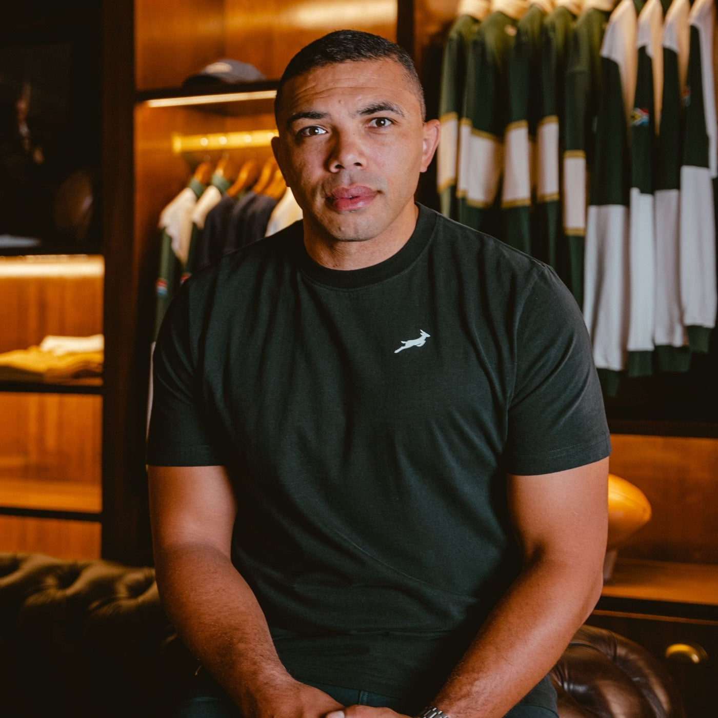 Springboks Sml Bok HS Regular Crew Tee-Black