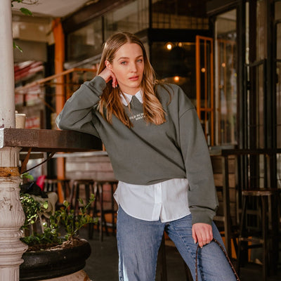 Old School Crew Neck Sweat-Moonstone