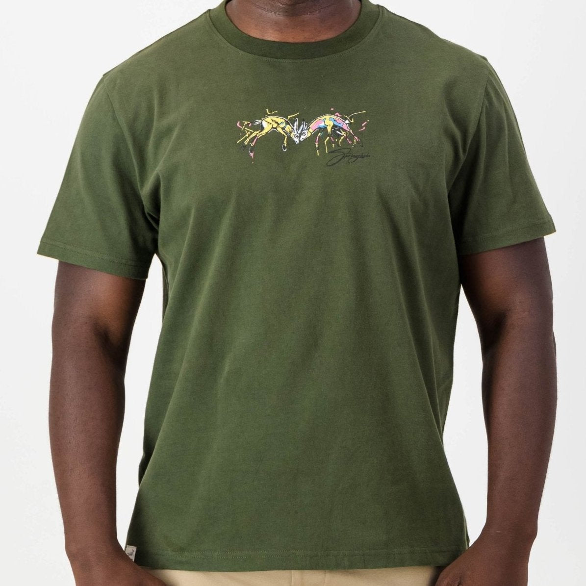 Springboks Graffiti Regular Crew Tee-Military Olive