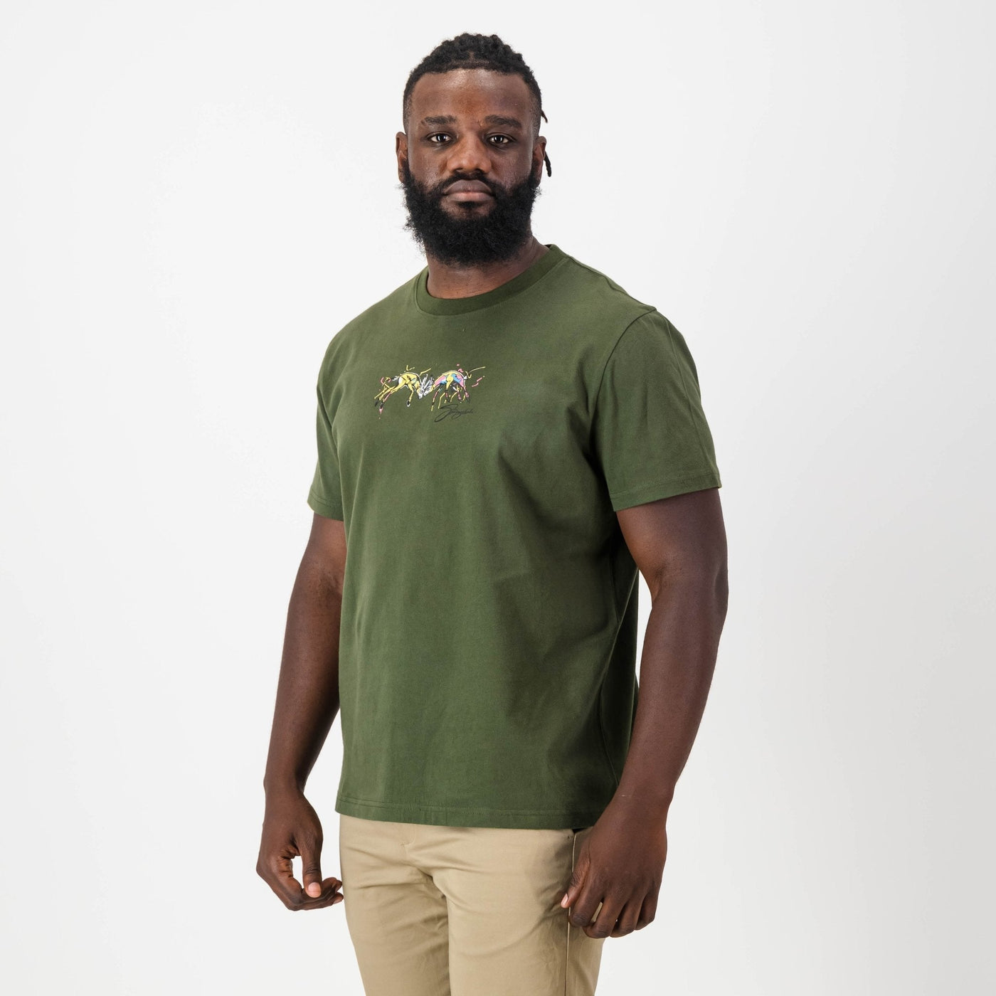 Springboks Graffiti Regular Crew Tee-Military Olive