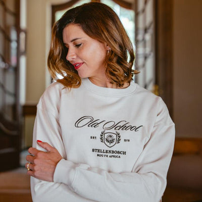 Old School Large Shield Crew Neck Sweat-Ivory