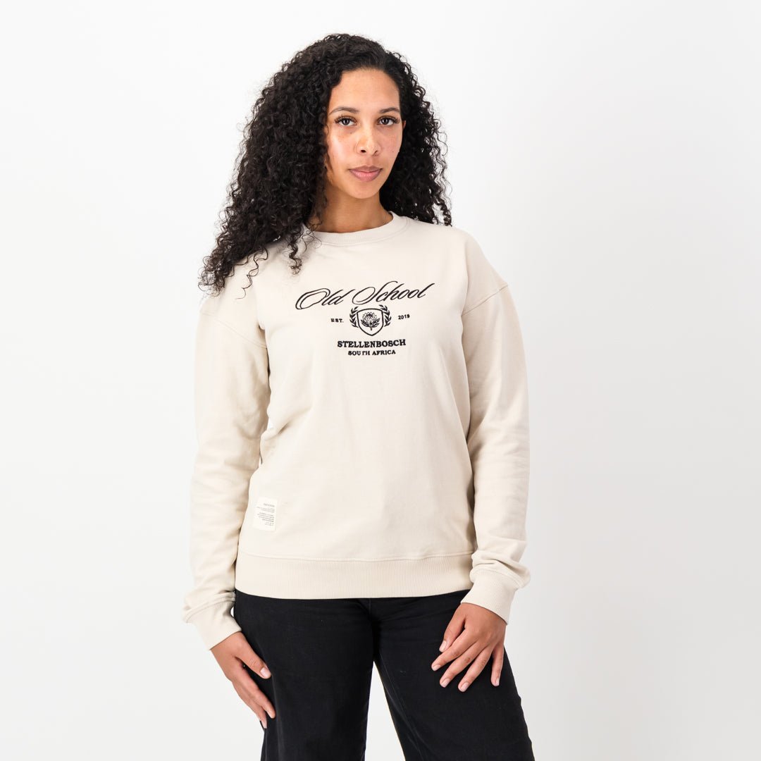 Old School Large Shield Crew Neck Sweat-Ivory