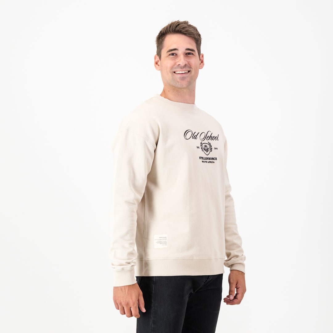 Old School Large Shield Crew Neck Sweat-Ivory