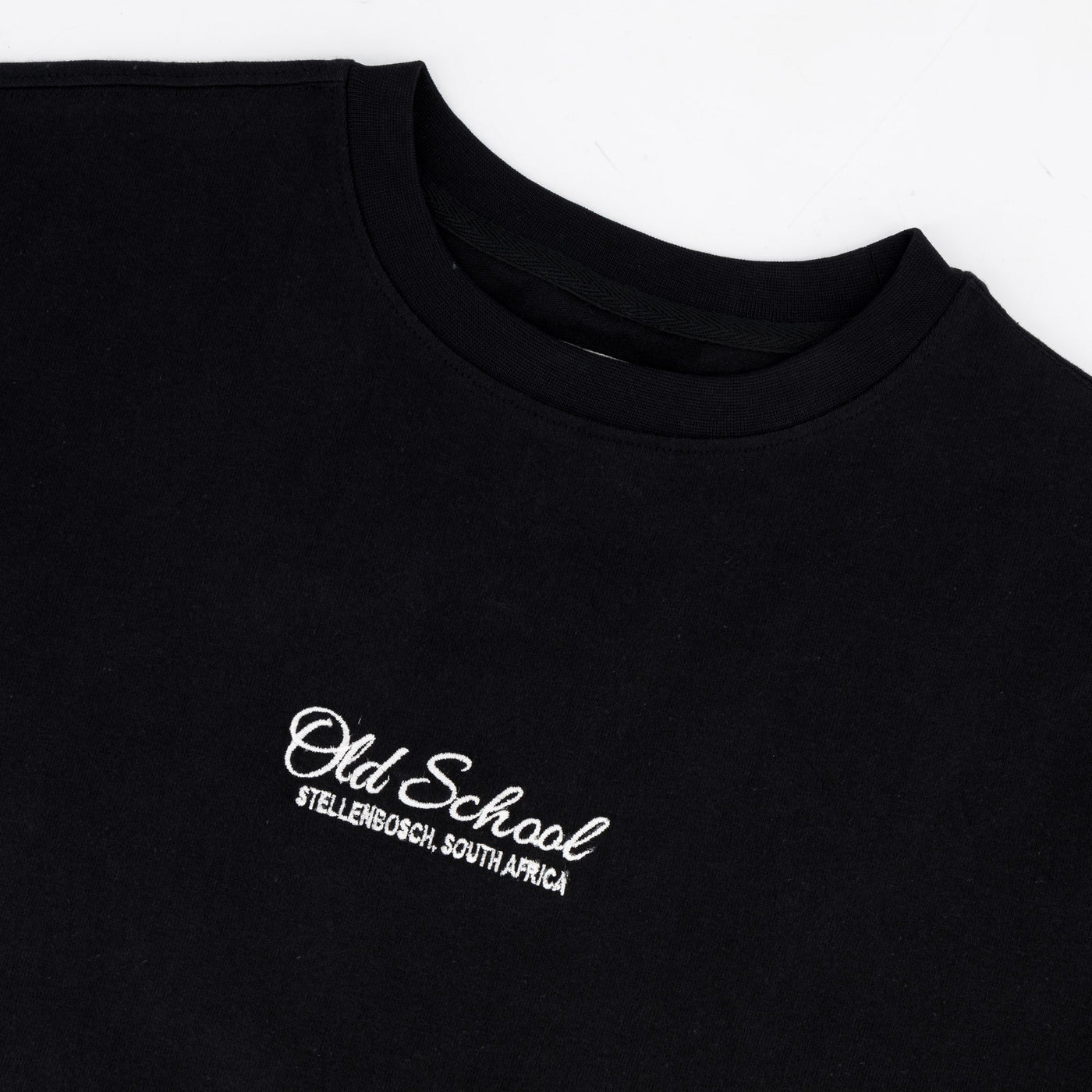 Old School Script Boxy Crew Tee-Black