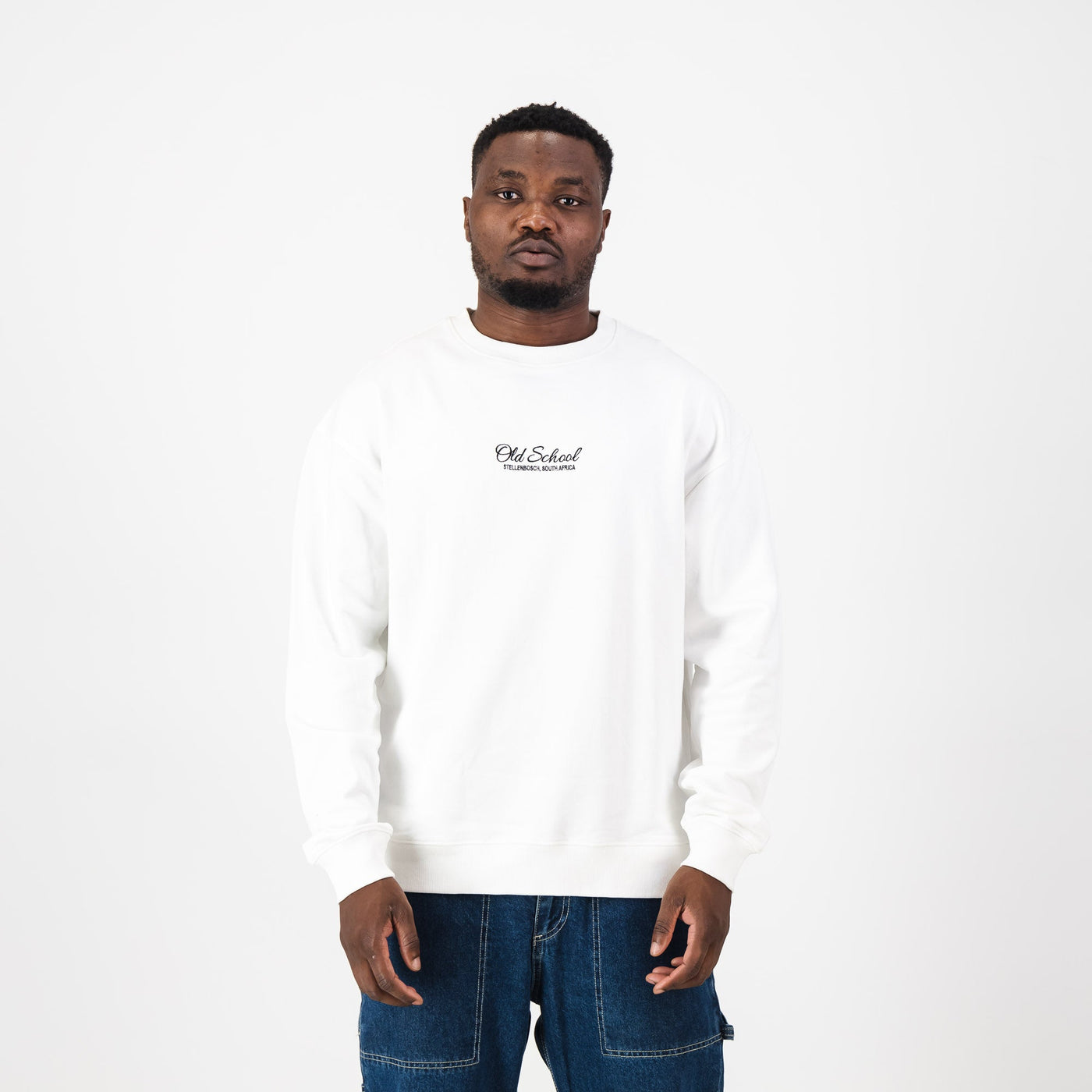 Old School Script Crew Neck Sweat-Cloud Dancer