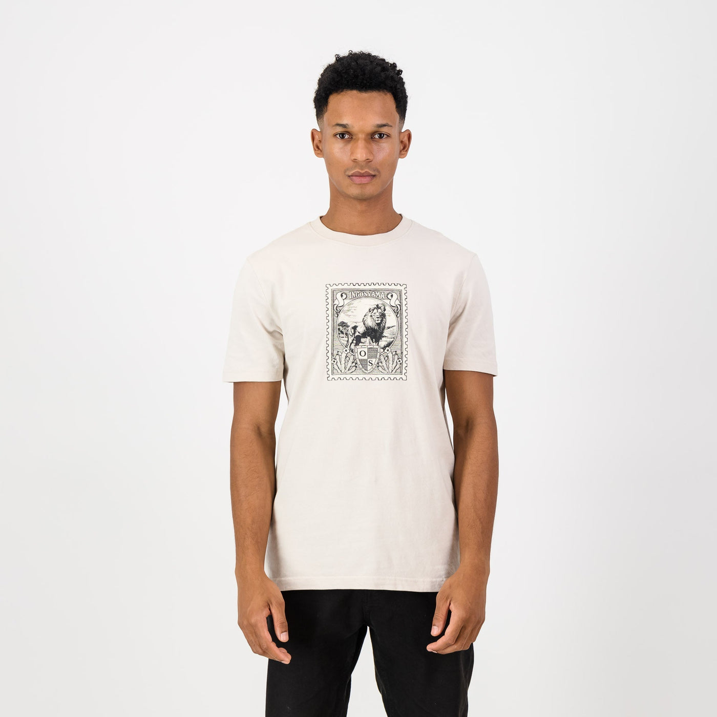 Old School Lion Regular Crew Tee-Ivory