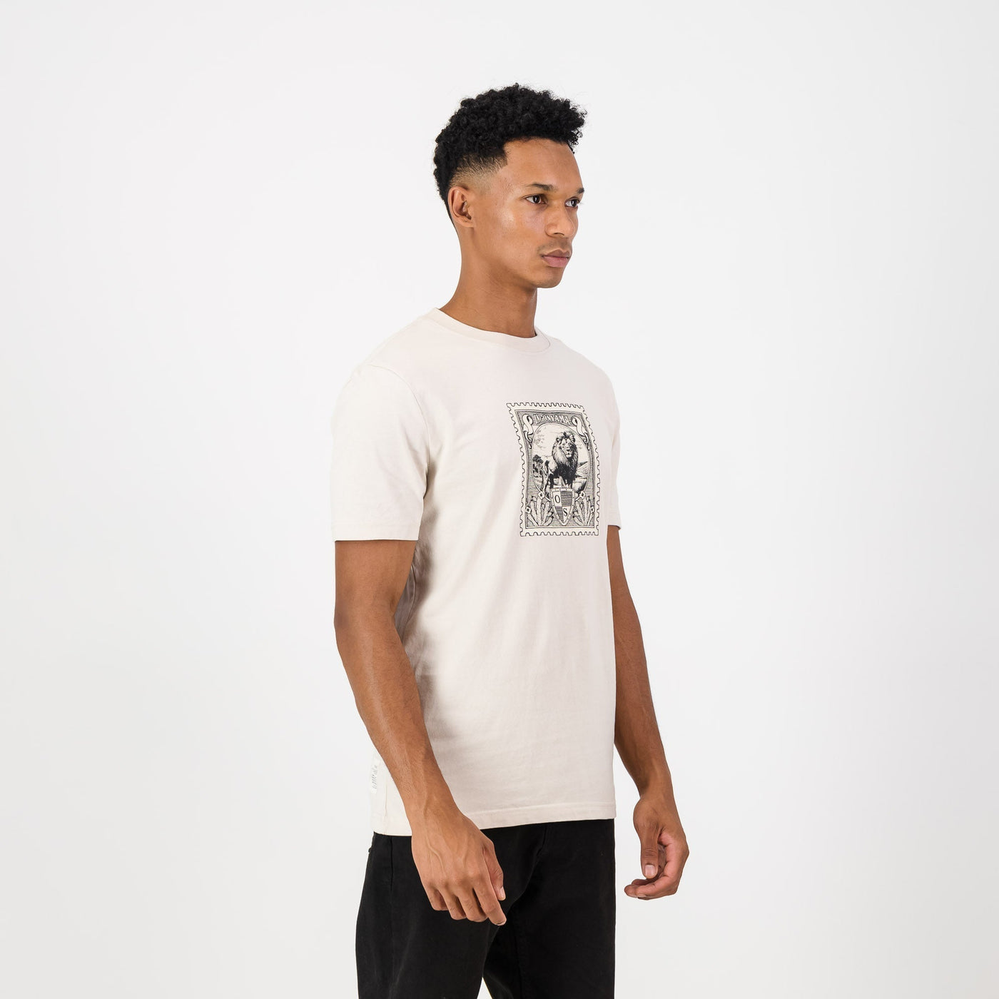 Old School Lion Regular Crew Tee-Ivory