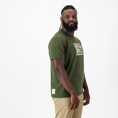 Old School Leopard Regular Crew Tee-Military Olive