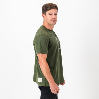 Old School Stellies Regular Crew Tee-LT Military Olive