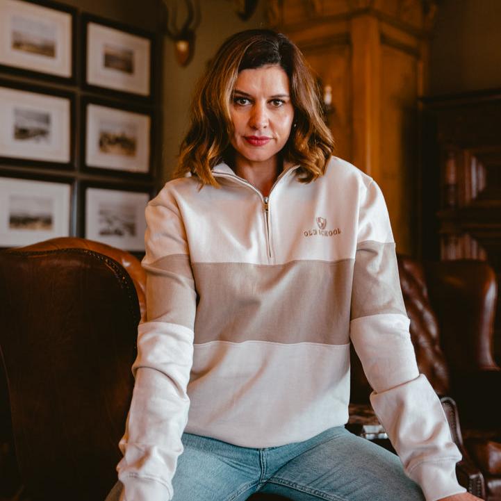 Old School Shield OS Quarter Zip Sweat-Ivory