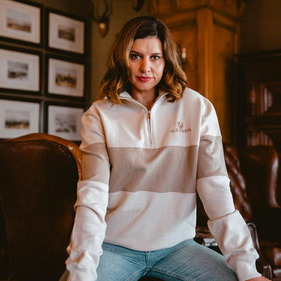 Old School Shield OS Quarter Zip Sweat-Ivory