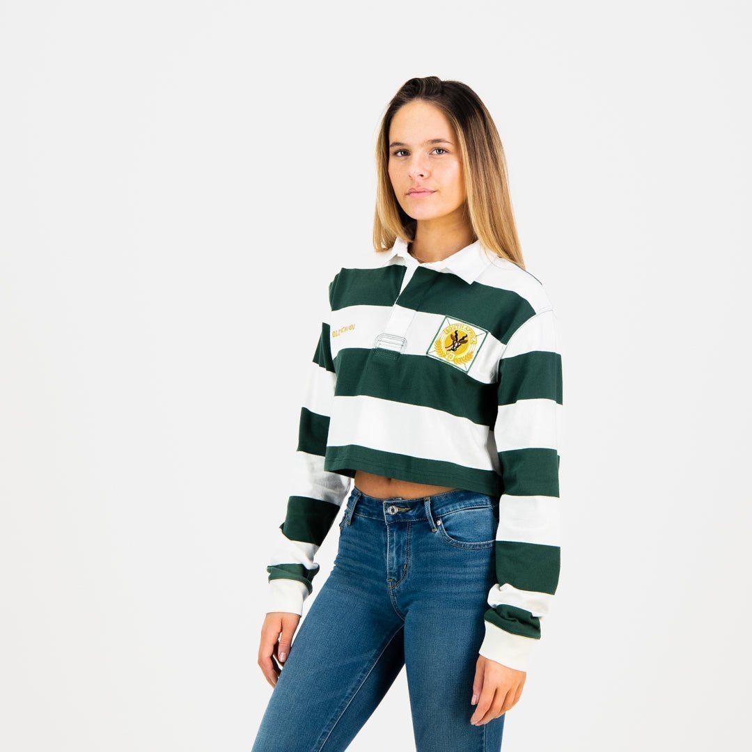 SA Supporters 8X8 Stripe Crop Rugby Jersey-Cloud Dancer