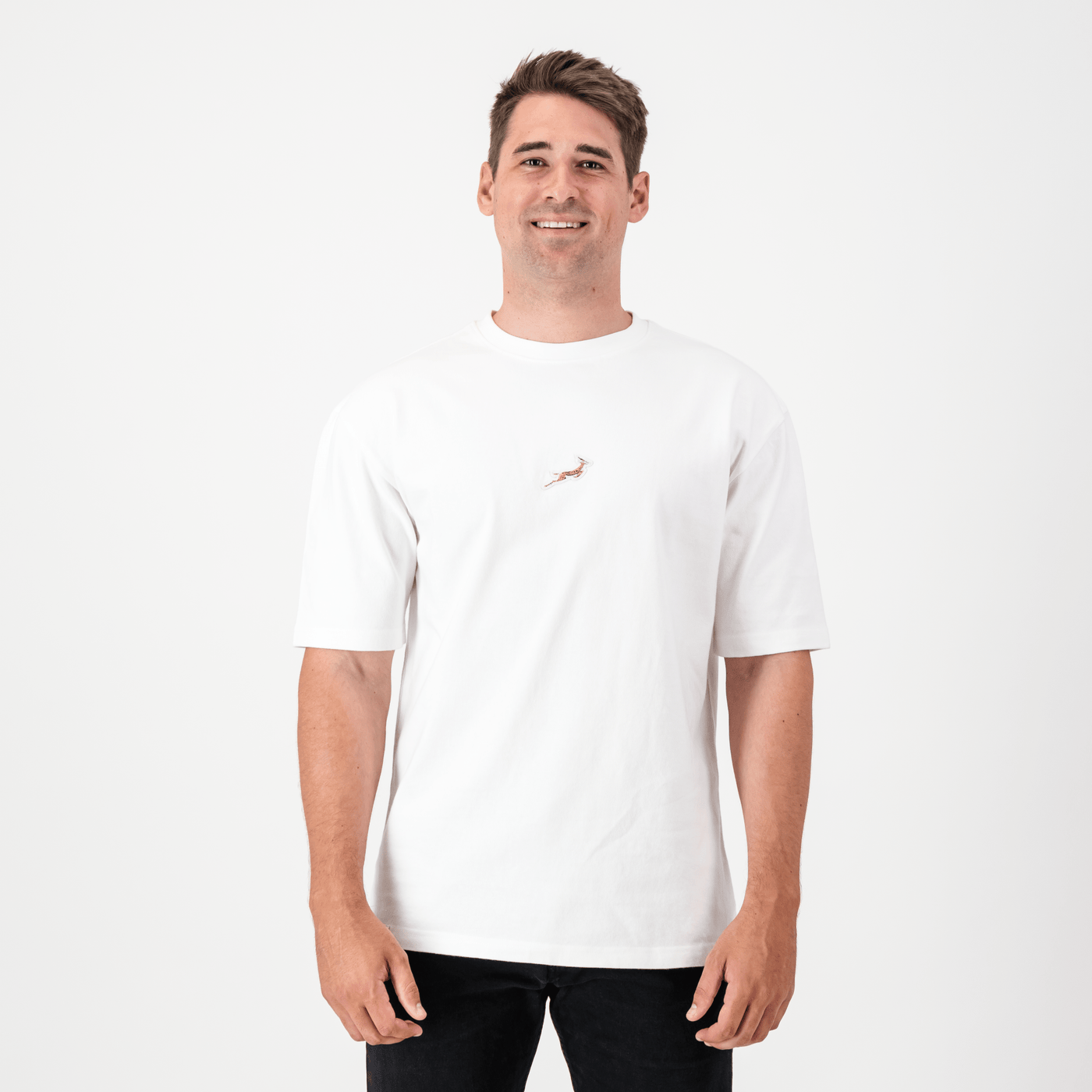 Springboks Pop Badge Boxy Crew Tee-White