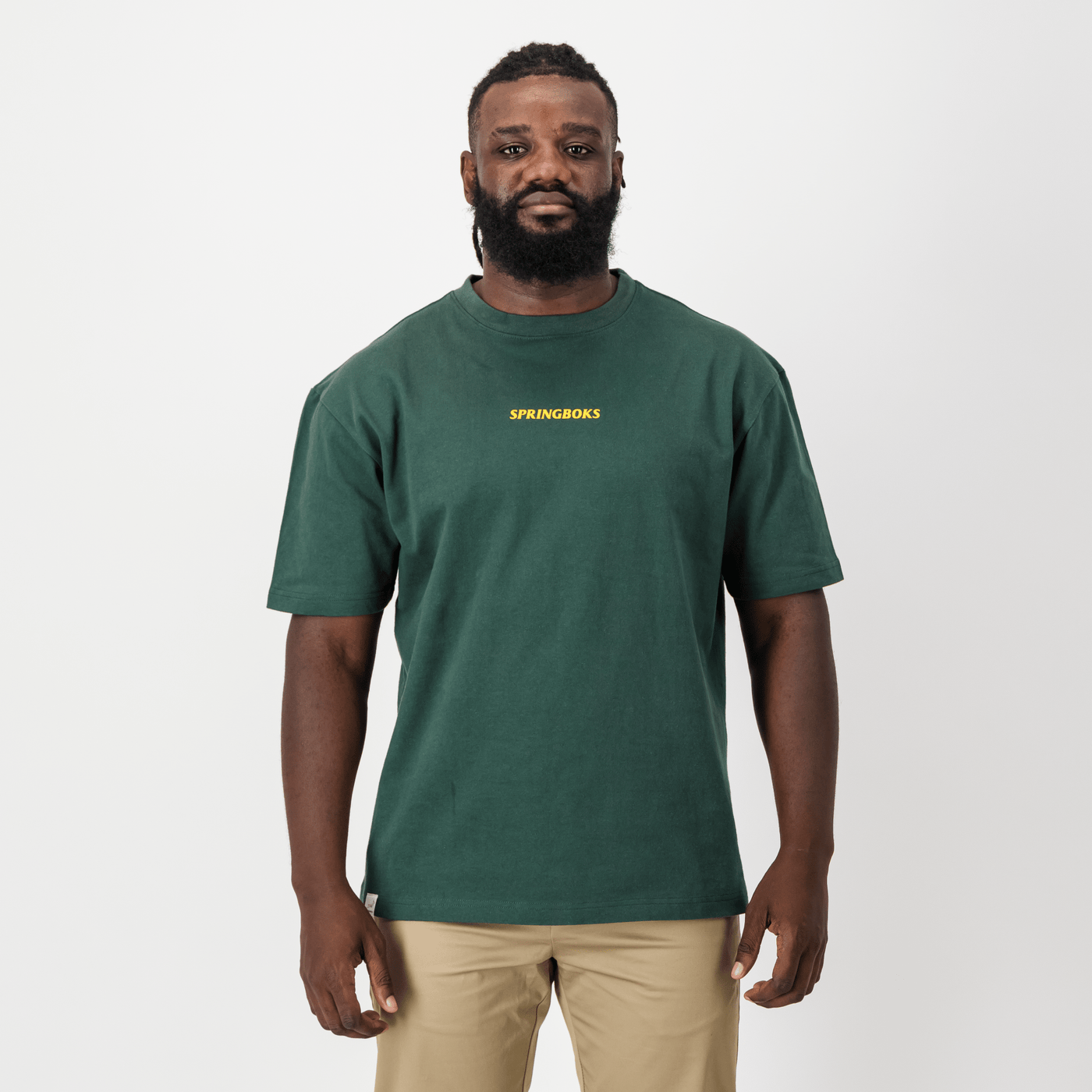 Springboks HS Word Boxy Crew Tee-OS Green