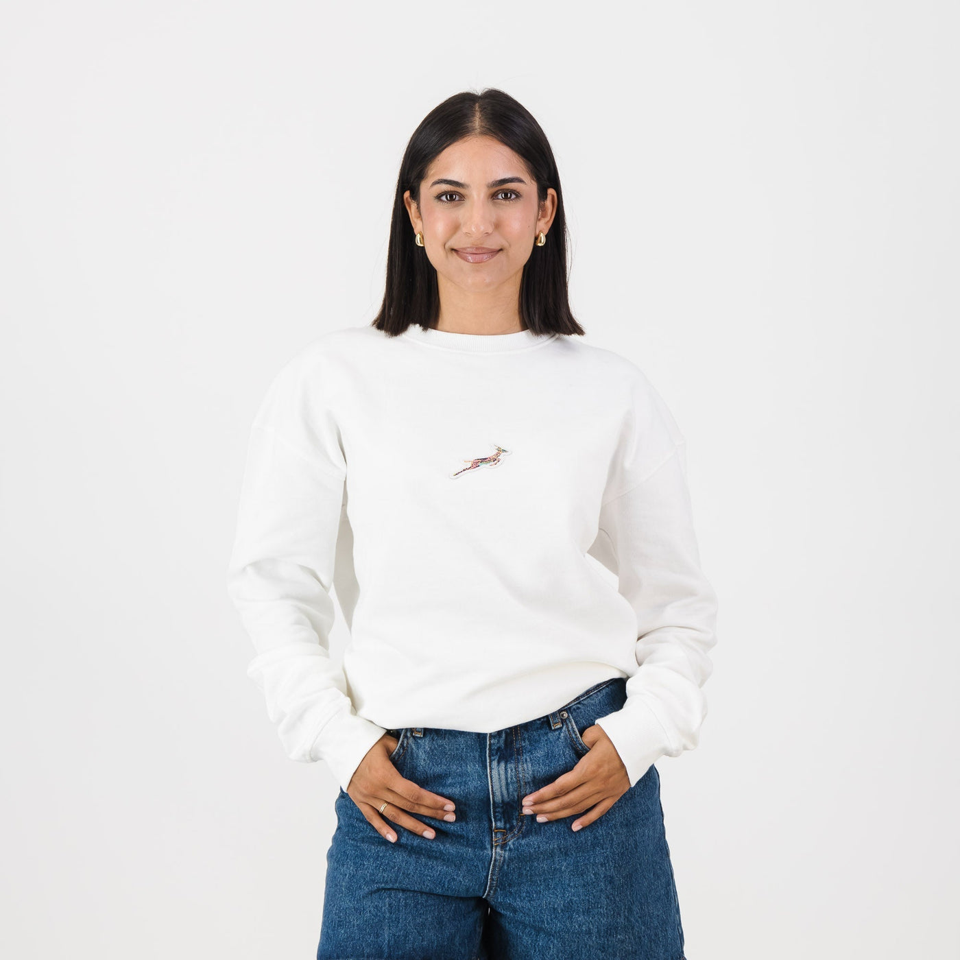 Springboks Pop Badge Crew Neck Sweat-Cloud Dancer