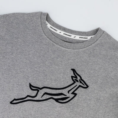 Springboks Outline EMB Crew Neck Sweat-LT Grey Melange