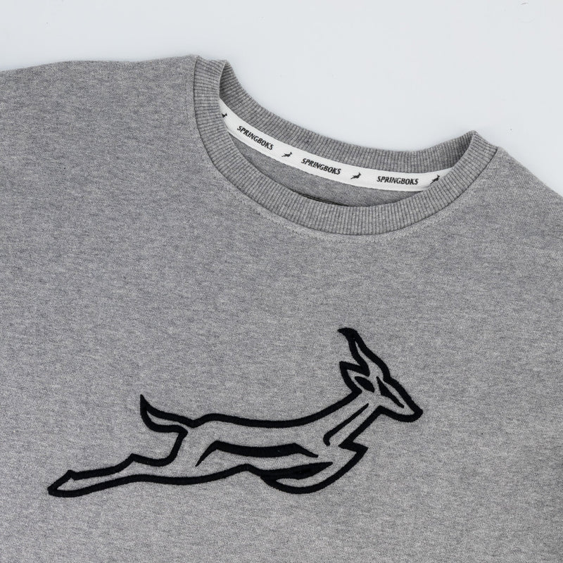 Springboks Outline EMB Crew Neck Sweat-LT Grey Melange