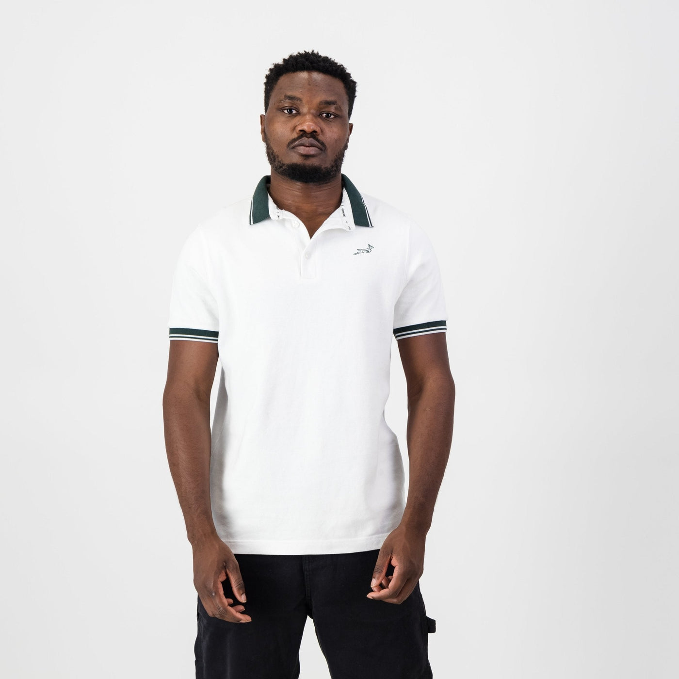 Springboks Tipped SS Polo-White