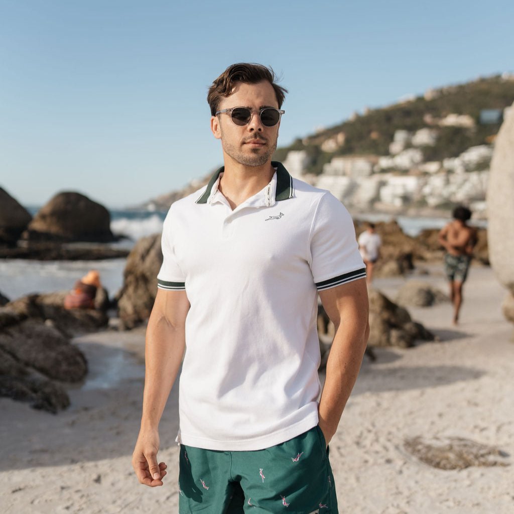 Springboks Tipped SS Polo-White