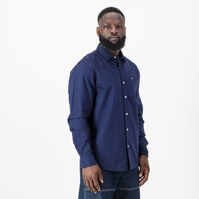 Springboks Classic Oxford Long Sleeve Shirt-Navy