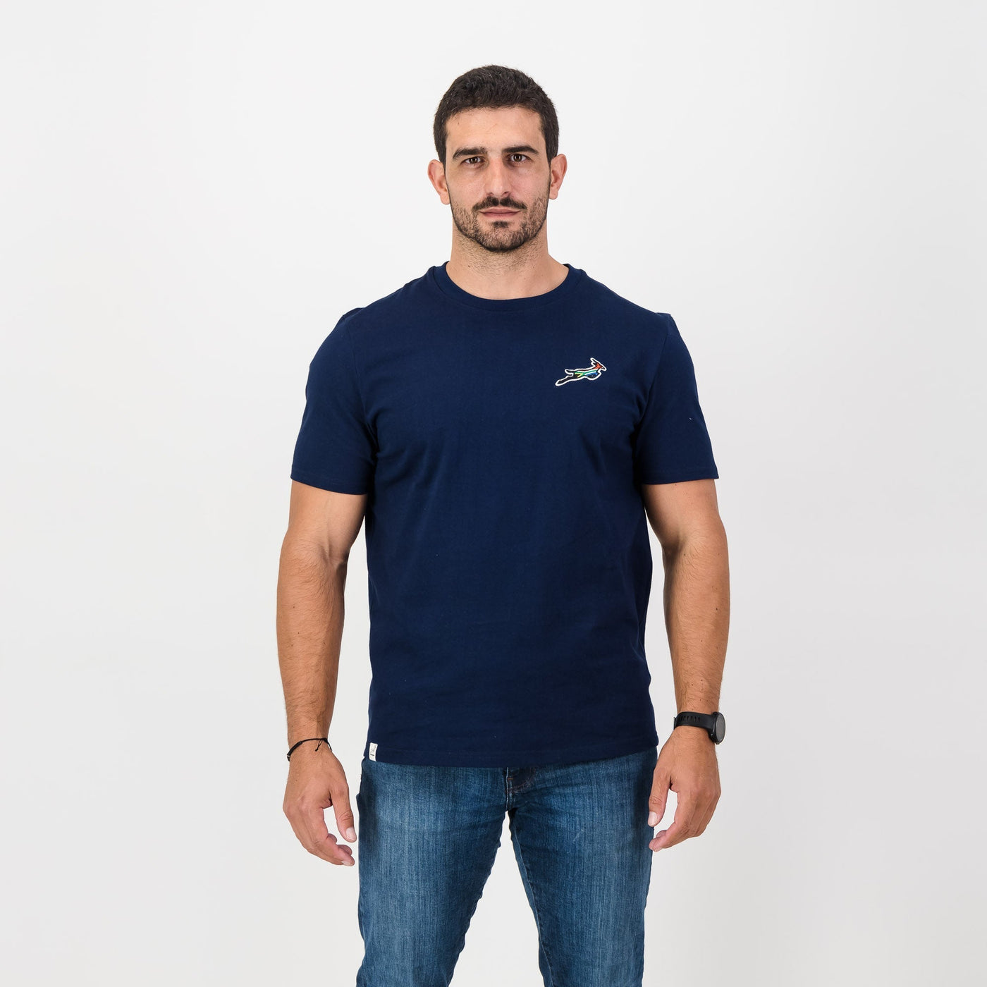Springboks Flag Bok Regular Crew Tee-Navy