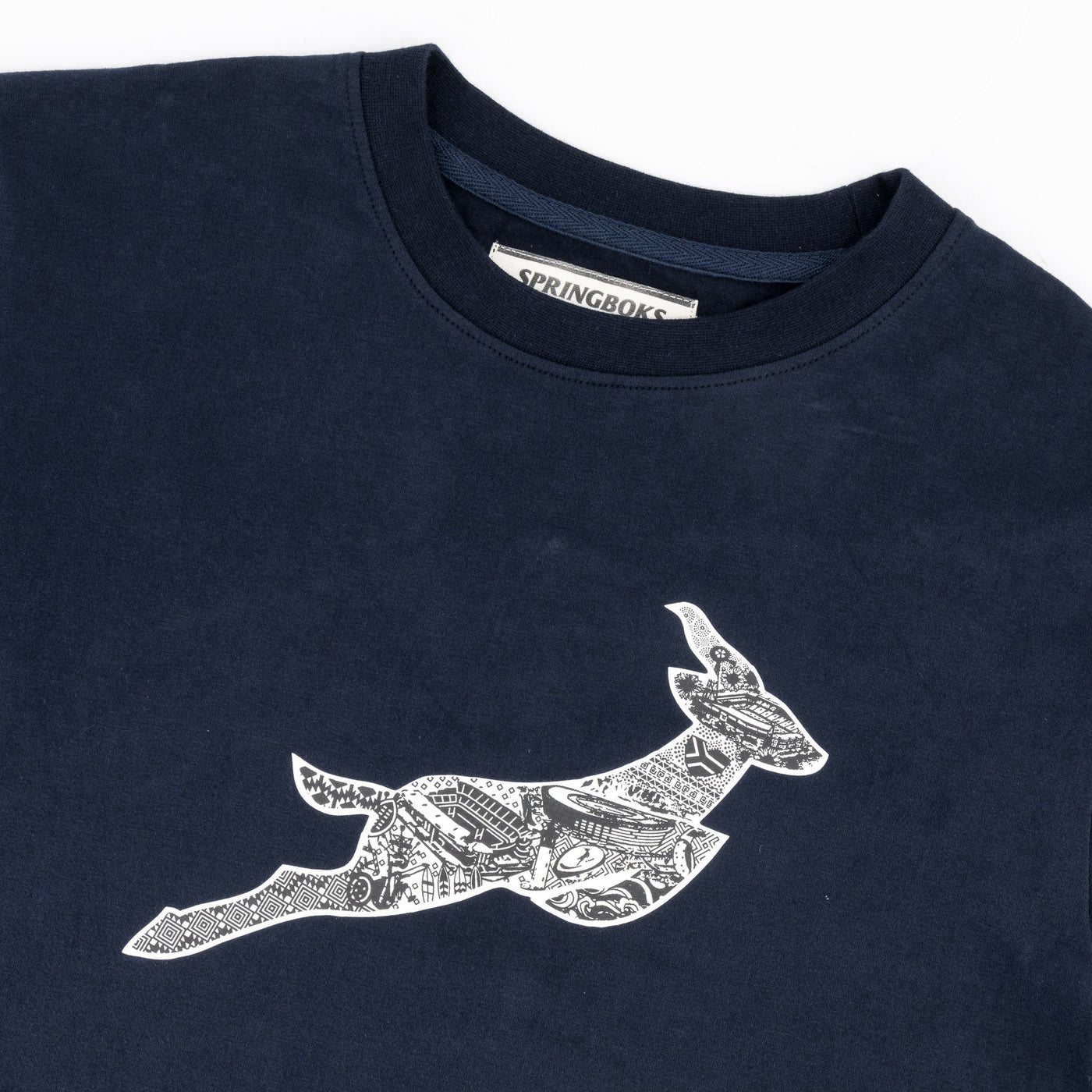 Springboks Stadium Bok Regular Crew Tee-Navy