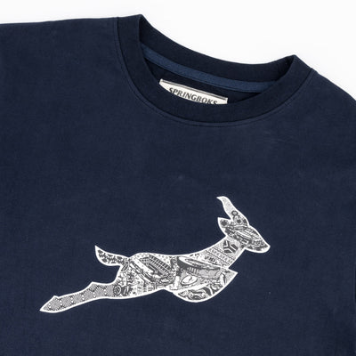 Springboks Stadium Bok Regular Crew Tee-Navy