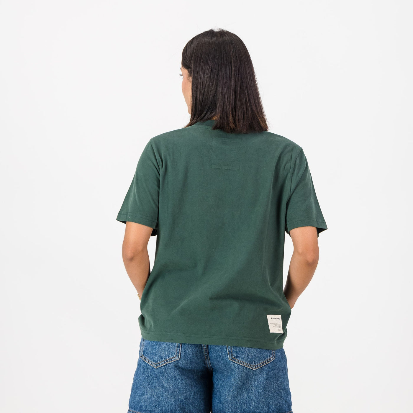 Springboks Outline Bok Ladies Crew Tee-OS Green