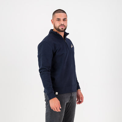 Springboks Pop Badge Quarter Zip Sweat-Navy
