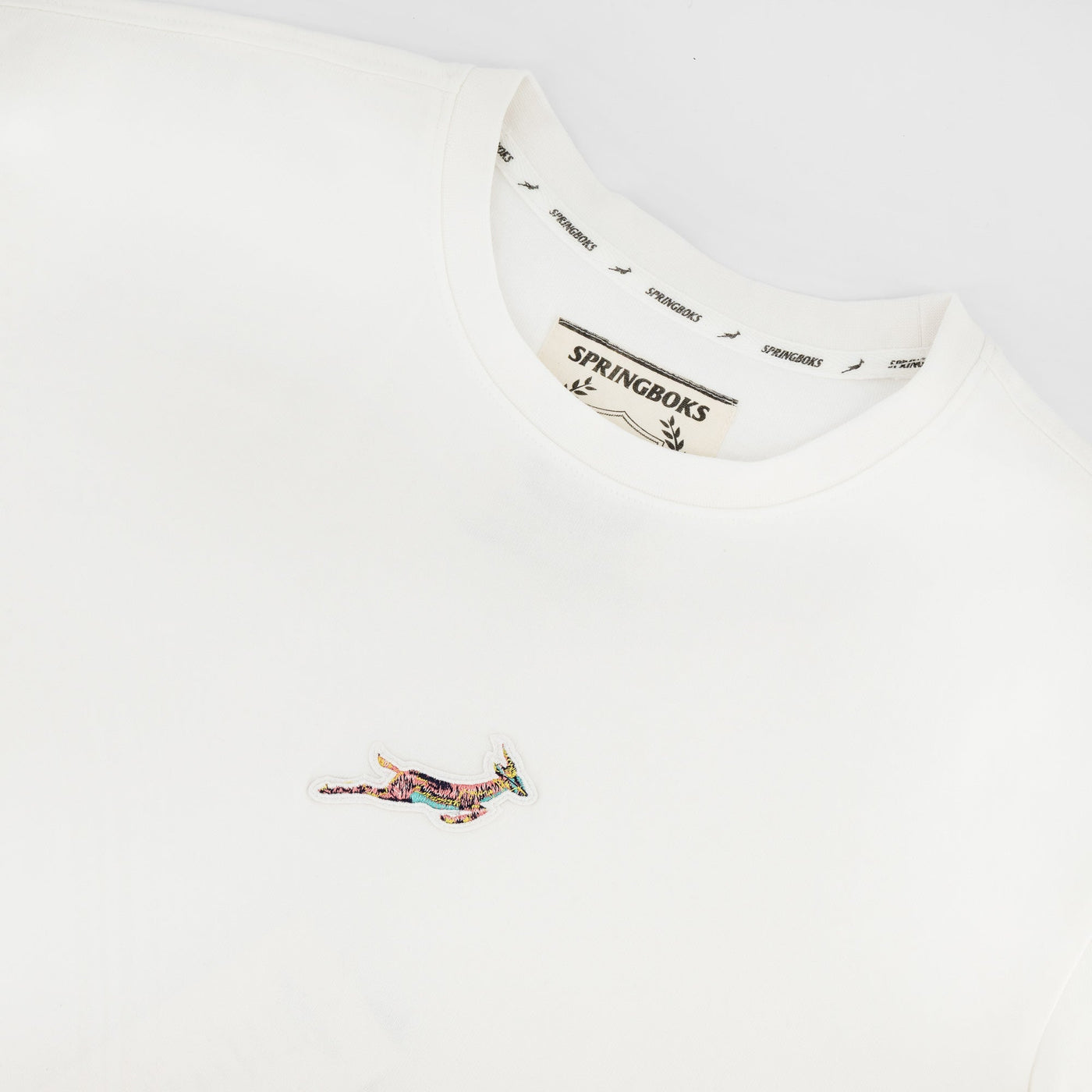 Springboks Pop Badge Ladies Boxy Crew Tee-White