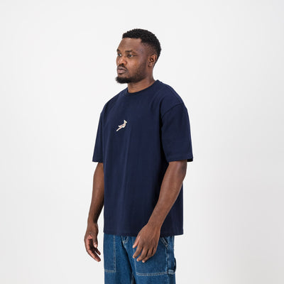 Springboks Small Logo Boxy Tee V2-Navy