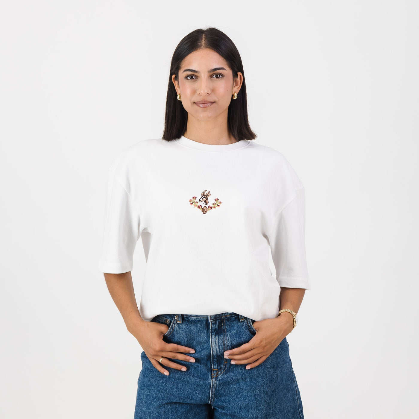 Springboks Wreath Boxy Crew Tee-White