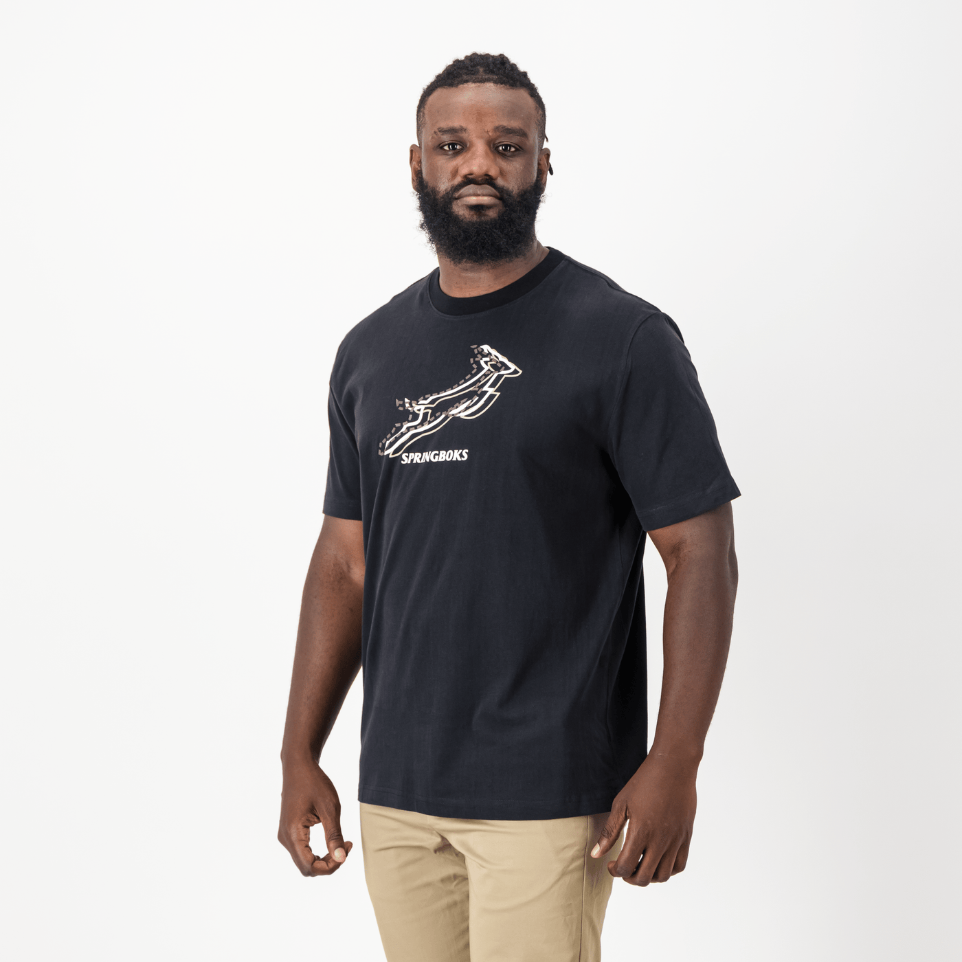 Springboks Triple Bok Regular Crew Tee-Black
